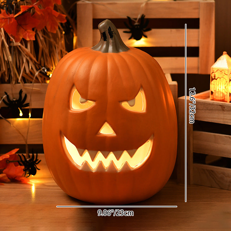 Pumpkin Jack-O-Lantern Light Battery Operated LED Carved Pumpkin Lamp Halloween Indoor Decorative Floor Lamp for Living Room Porch and Party