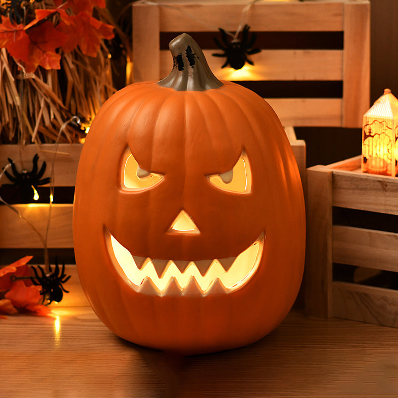 Pumpkin Jack-O-Lantern Light Battery Operated LED Carved Pumpkin Lamp Halloween Indoor Decorative Floor Lamp for Living Room Porch and Party