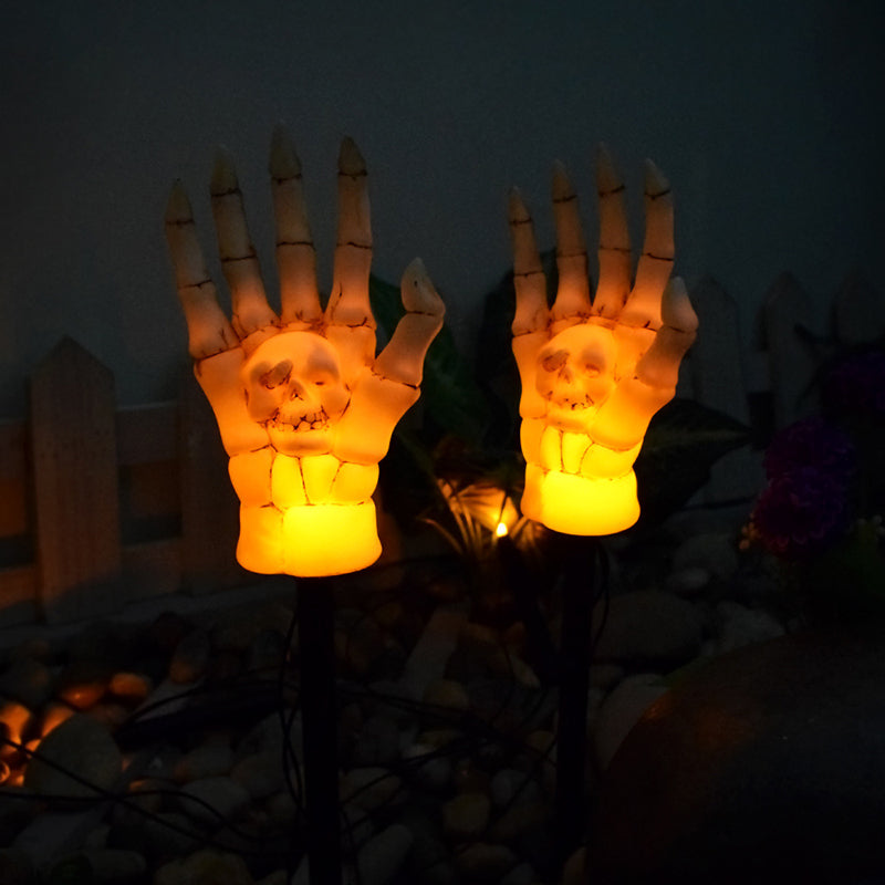 Halloween Skeleton Hand Solar Stake Light Waterproof LED Skull Hand Garden Light Outdoor Landscape Decoration for Yard Lawn and Path