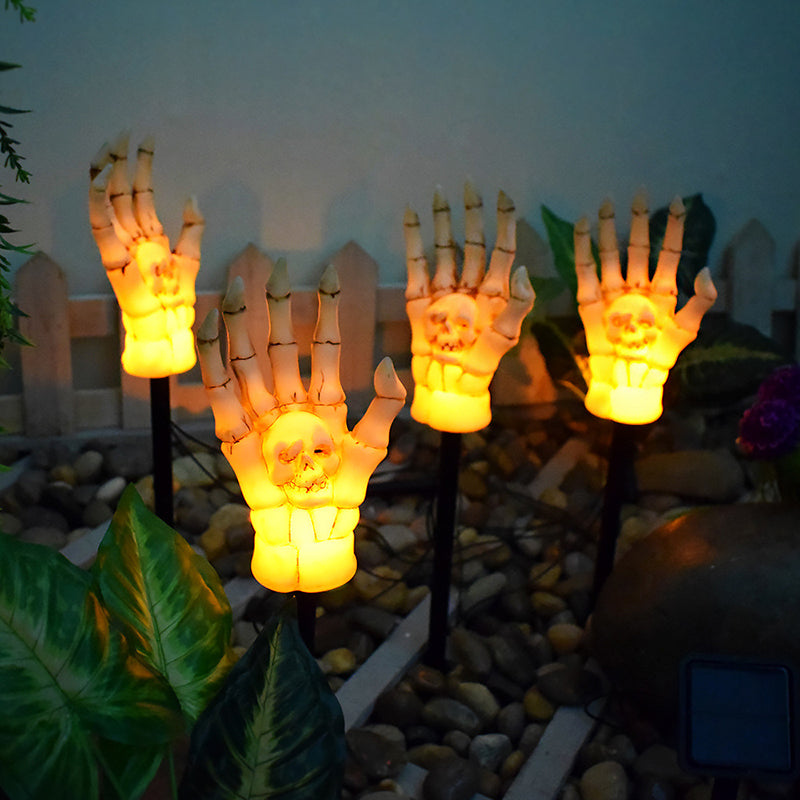 Halloween Skeleton Hand Solar Stake Light Waterproof LED Skull Hand Garden Light Outdoor Landscape Decoration for Yard Lawn and Path