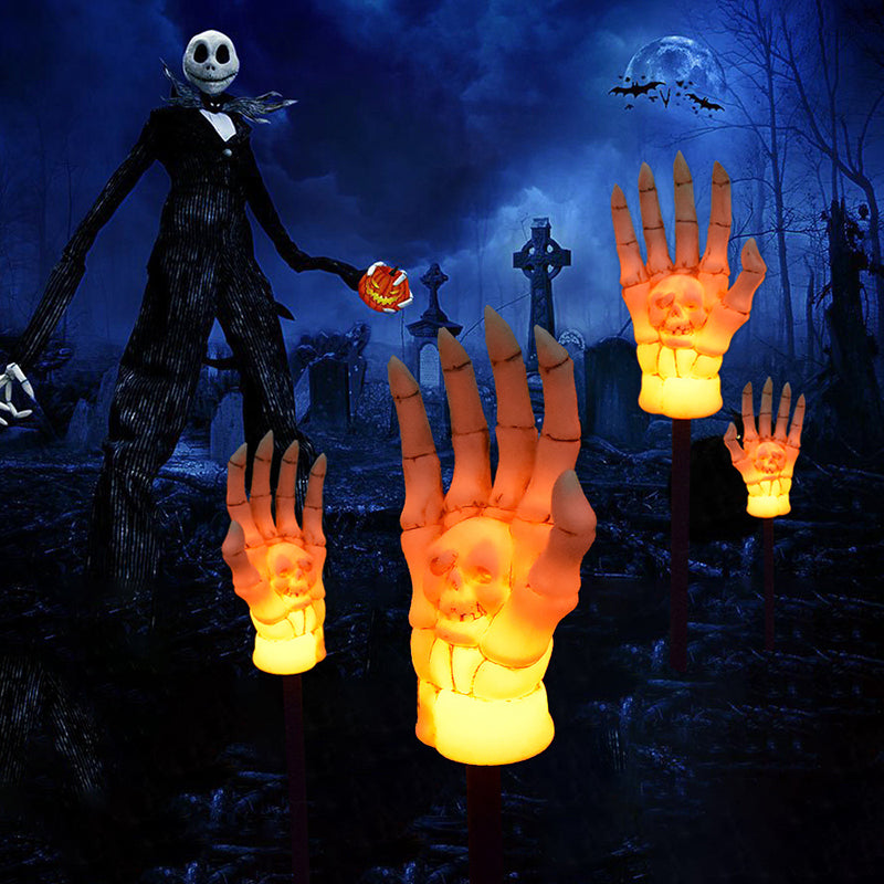 Halloween Skeleton Hand Solar Stake Light Waterproof LED Skull Hand Garden Light Outdoor Landscape Decoration for Yard Lawn and Path