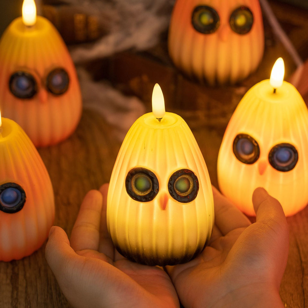 Halloween Owl Night Light Battery Operated LED Flameless Candle Owl Lamp Warm White Decorative Light for Kids Bedroom and Party