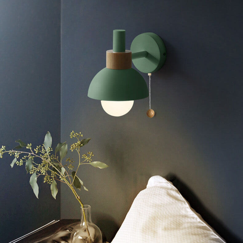 Modern Wood Wall Sconce for Living Room and Bedroom in Mustard Green — Harbor Light Co.