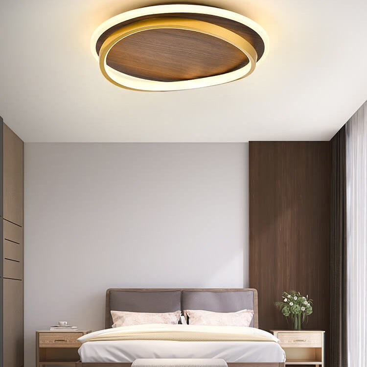 Modern Wood Flush Mount Ceiling Light With Remote Dimming in 3 Colors Changeable (Warm/Neutral/White) — Harbor Light Co.