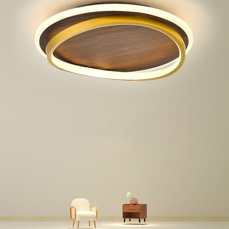 Modern Wood Flush Mount Ceiling Light With Remote Dimming — Harbor Light Co.