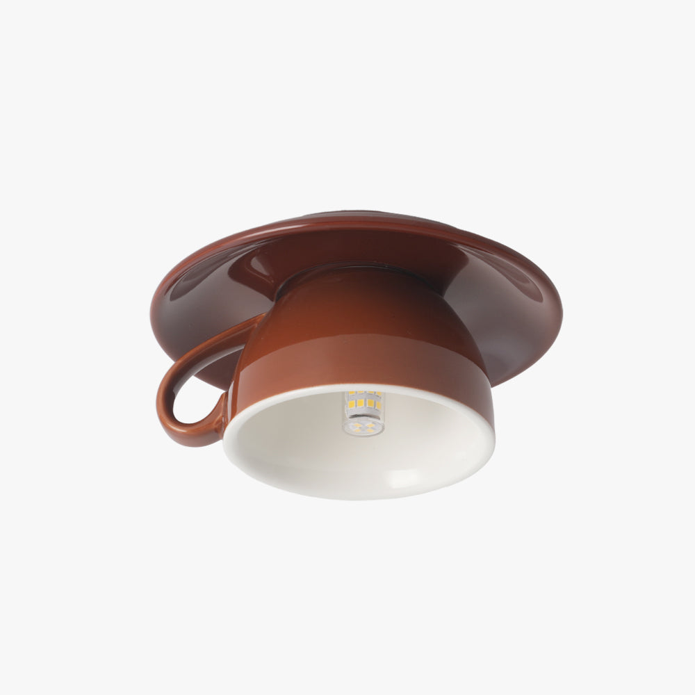 Modern Ceramic Flush Mount Ceiling Light With Gloss Finish in Coffee — Harbor Light Co.