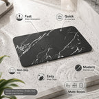 Diatomite Stone Bath Mat Quick Drying Non-Slip Marble Pattern Bathroom Rug Absorbent Shower Floor Mat with Rubber Base