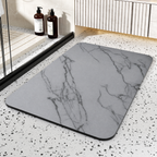 Diatomite Stone Bath Mat Quick Drying Non-Slip Marble Pattern Bathroom Rug Absorbent Shower Floor Mat with Rubber Base