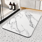 Diatomite Stone Bath Mat Quick Drying Non-Slip Marble Pattern Bathroom Rug Absorbent Shower Floor Mat with Rubber Base