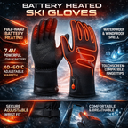 Heated Gloves Rechargeable Battery Powered Waterproof Windproof Touchscreen Winter Gloves for Skiing Cycling and Outdoor