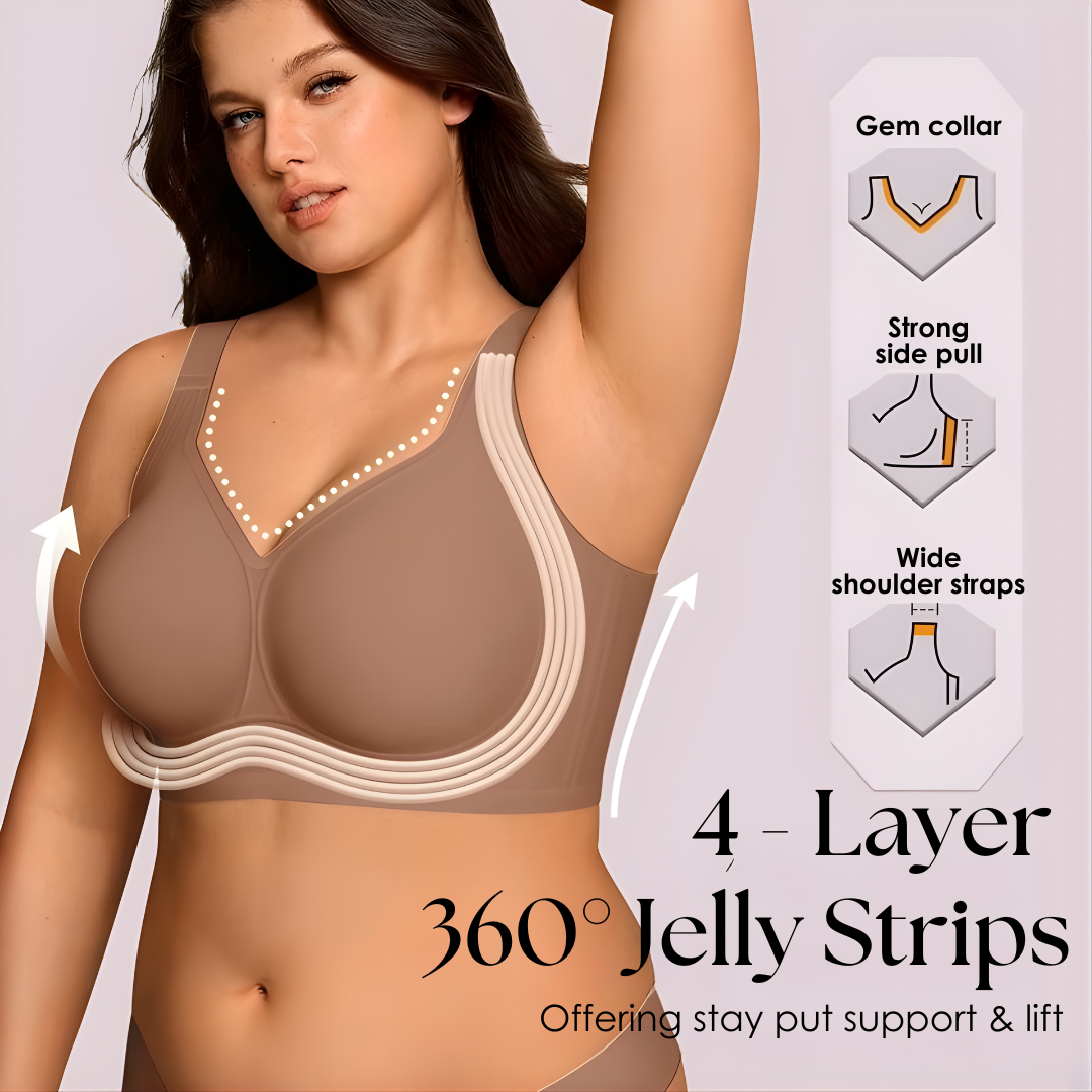 Wirefree Full Coverage Bra with Jelly Strip Support and Wide Straps