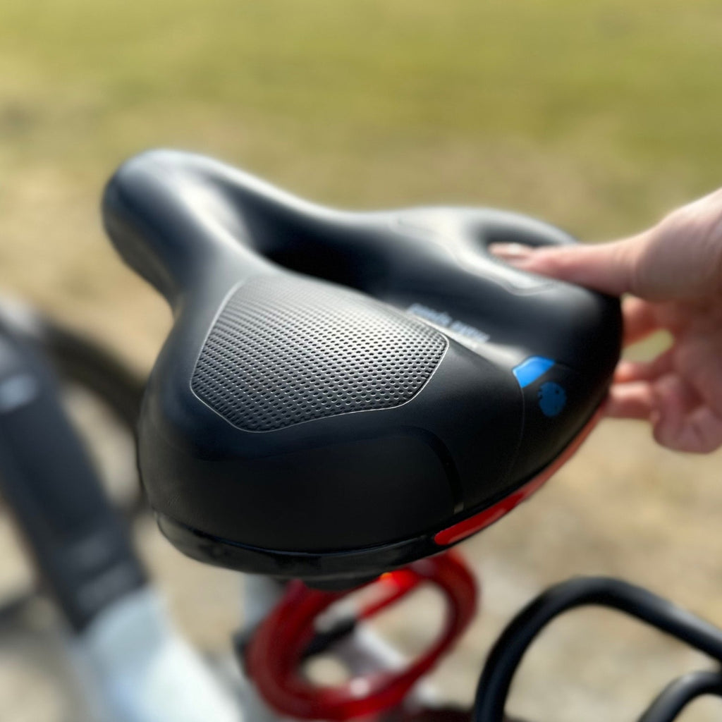 Wide Bike Seat with Memory Foam Padding Gel Shock Absorbing Bicycle Saddle Breathable Comfort Cushion for City and Trekking Bikes