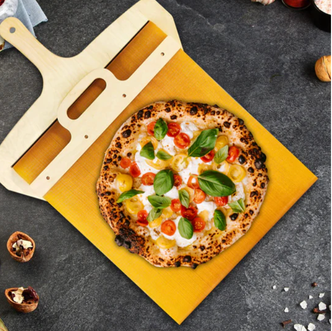 Sliding Pizza Peel with Non-Stick Surface Wooden Pizza Paddle Transfer Board for Oven Pizza Stone and Outdoor Pizza Oven
