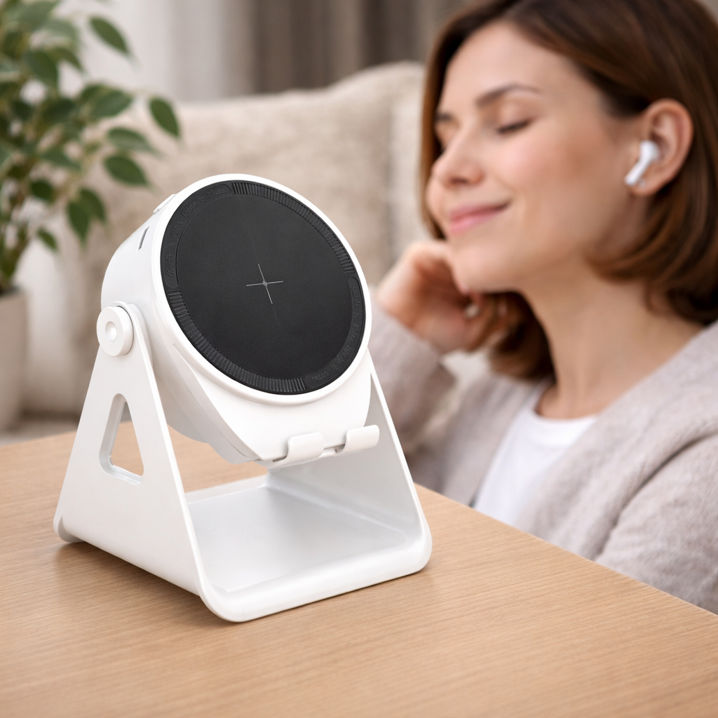 Bluetooth Speaker Phone Stand with Wireless Charging and LED Light