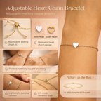 Heart Charm Bracelet Adjustable Stainless Steel Chain Matching Couple Bracelet Set Minimalist Friendship Jewelry for Women and Men