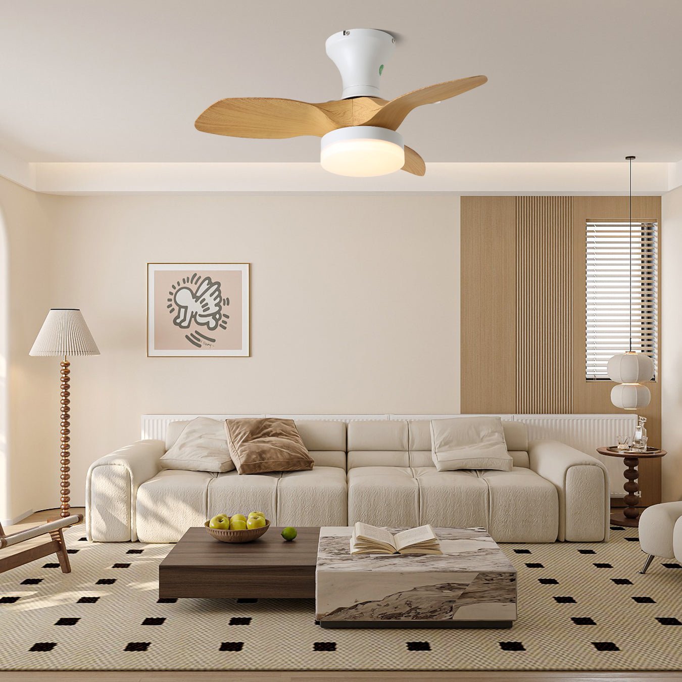 Modern 3-Blade Ceiling Fan Light with Remote and Integrated LED