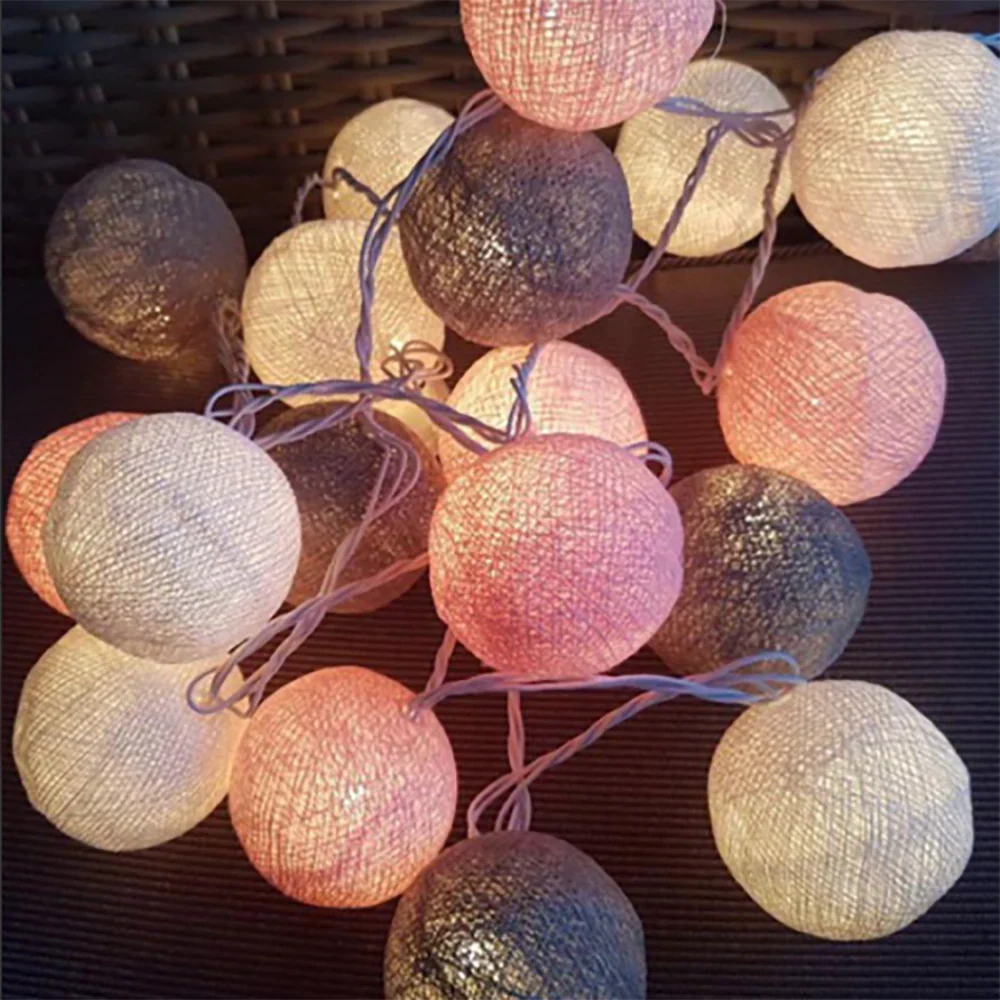 Cotton Ball String Lights LED Garland Fairy Lights USB or Battery Powered for Bedroom Nursery and Party Decor
