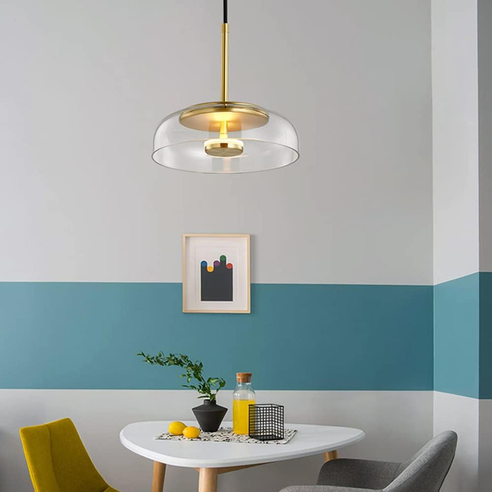 Glass Dining Room Pendant Light with Dimmable LED Light