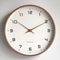 Wooden Wall Clock Silent Quartz Movement Minimalist Round Wood Frame Clock with Clear Numerals for Living Room