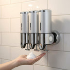 Wall Mounted Soap Dispenser Stainless Steel Shampoo and Body Wash Dispenser for Shower and Bathroom Refillable Liquid Soap Pump