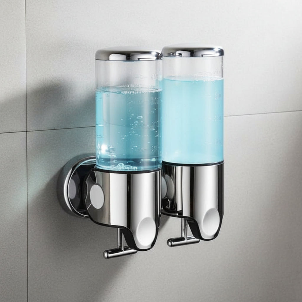 Wall Mounted Soap Dispenser Stainless Steel Shampoo and Body Wash Dispenser for Shower and Bathroom Refillable Liquid Soap Pump