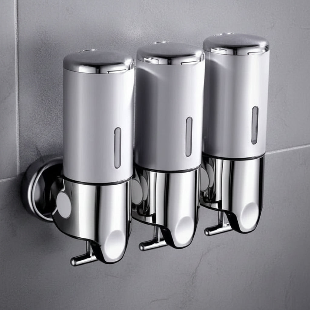 Wall Mounted Soap Dispenser Stainless Steel Shampoo and Body Wash Dispenser for Shower and Bathroom Refillable Liquid Soap Pump