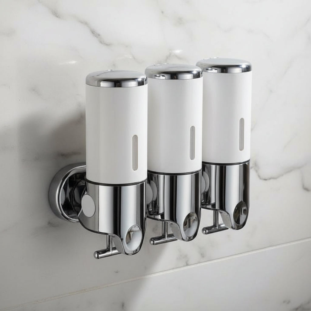 Wall Mounted Soap Dispenser Stainless Steel Shampoo and Body Wash Dispenser for Shower and Bathroom Refillable Liquid Soap Pump