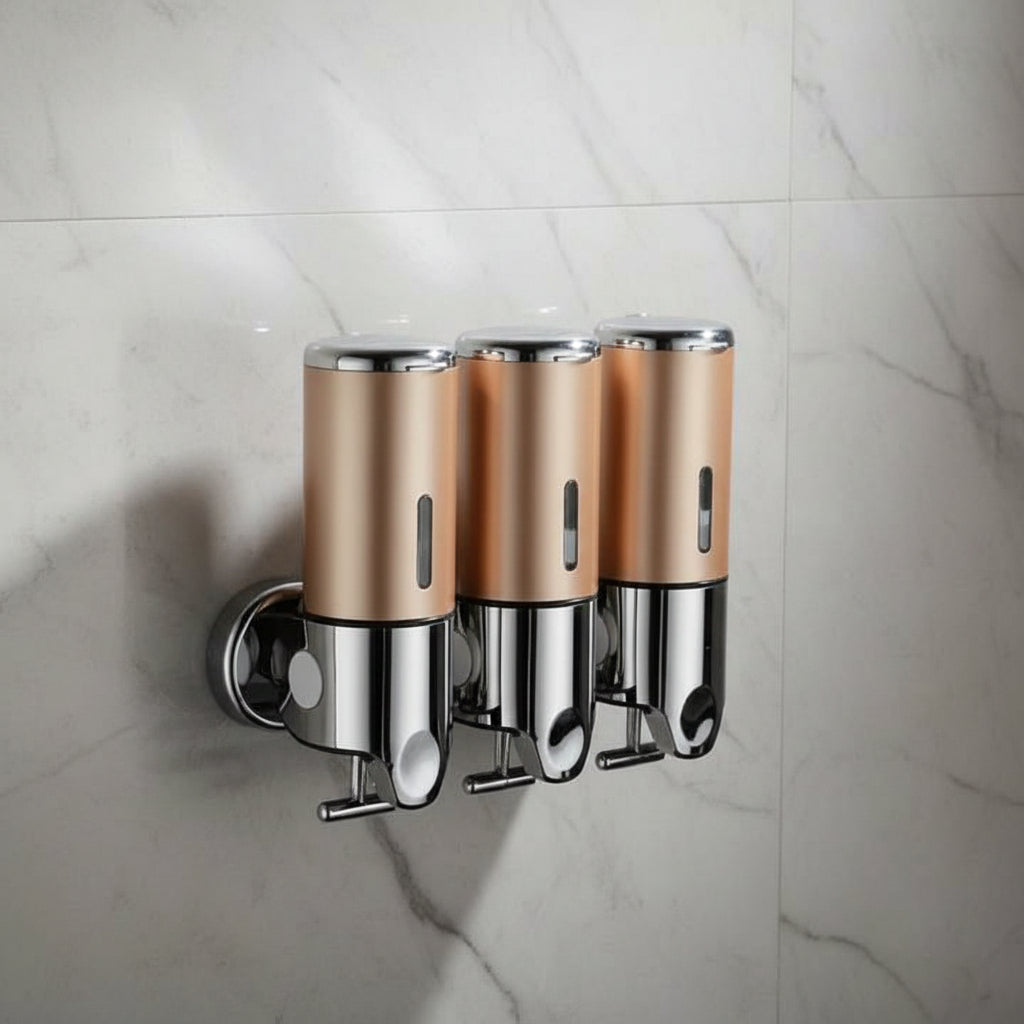 Wall Mounted Soap Dispenser Stainless Steel Shampoo and Body Wash Dispenser for Shower and Bathroom Refillable Liquid Soap Pump