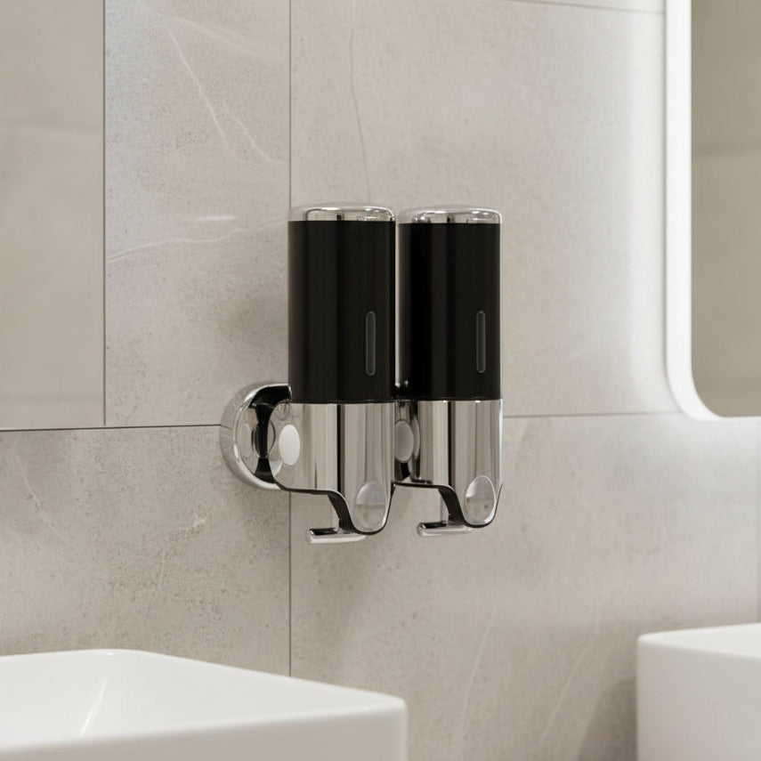 Wall Mounted Soap Dispenser Stainless Steel Shampoo and Body Wash Dispenser for Shower and Bathroom Refillable Liquid Soap Pump