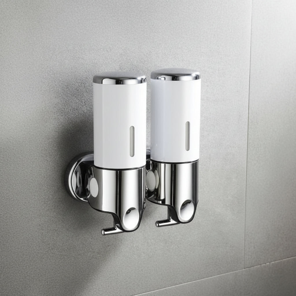 Wall Mounted Soap Dispenser Stainless Steel Shampoo and Body Wash Dispenser for Shower and Bathroom Refillable Liquid Soap Pump