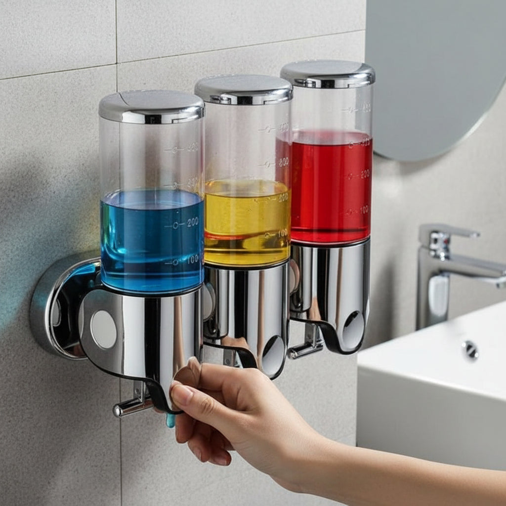 Wall Mounted Soap Dispenser Stainless Steel Shampoo and Body Wash Dispenser for Shower and Bathroom Refillable Liquid Soap Pump