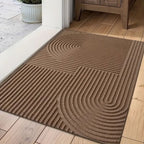 Absorbent Washable Door Mat with Flowing Line Pattern and Non-Slip Backing Indoor Entryway Rug