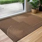 Absorbent Washable Door Mat with Flowing Line Pattern and Non-Slip Backing Indoor Entryway Rug