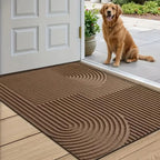 Absorbent Washable Door Mat with Flowing Line Pattern and Non-Slip Backing Indoor Entryway Rug