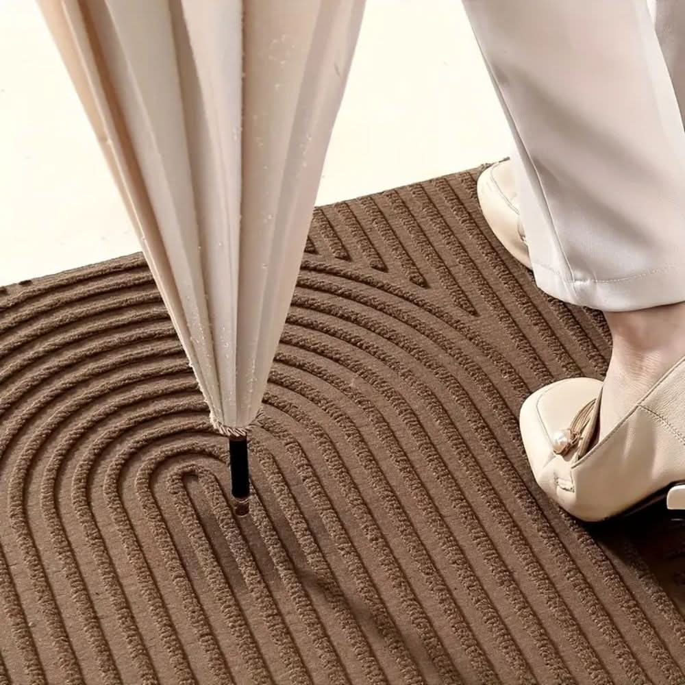 Absorbent Washable Door Mat with Flowing Line Pattern and Non-Slip Backing Indoor Entryway Rug