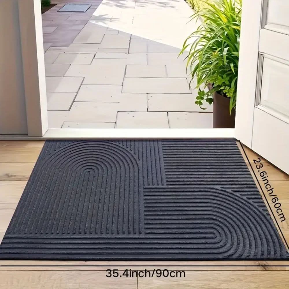Absorbent Washable Door Mat with Flowing Line Pattern and Non-Slip Backing Indoor Entryway Rug