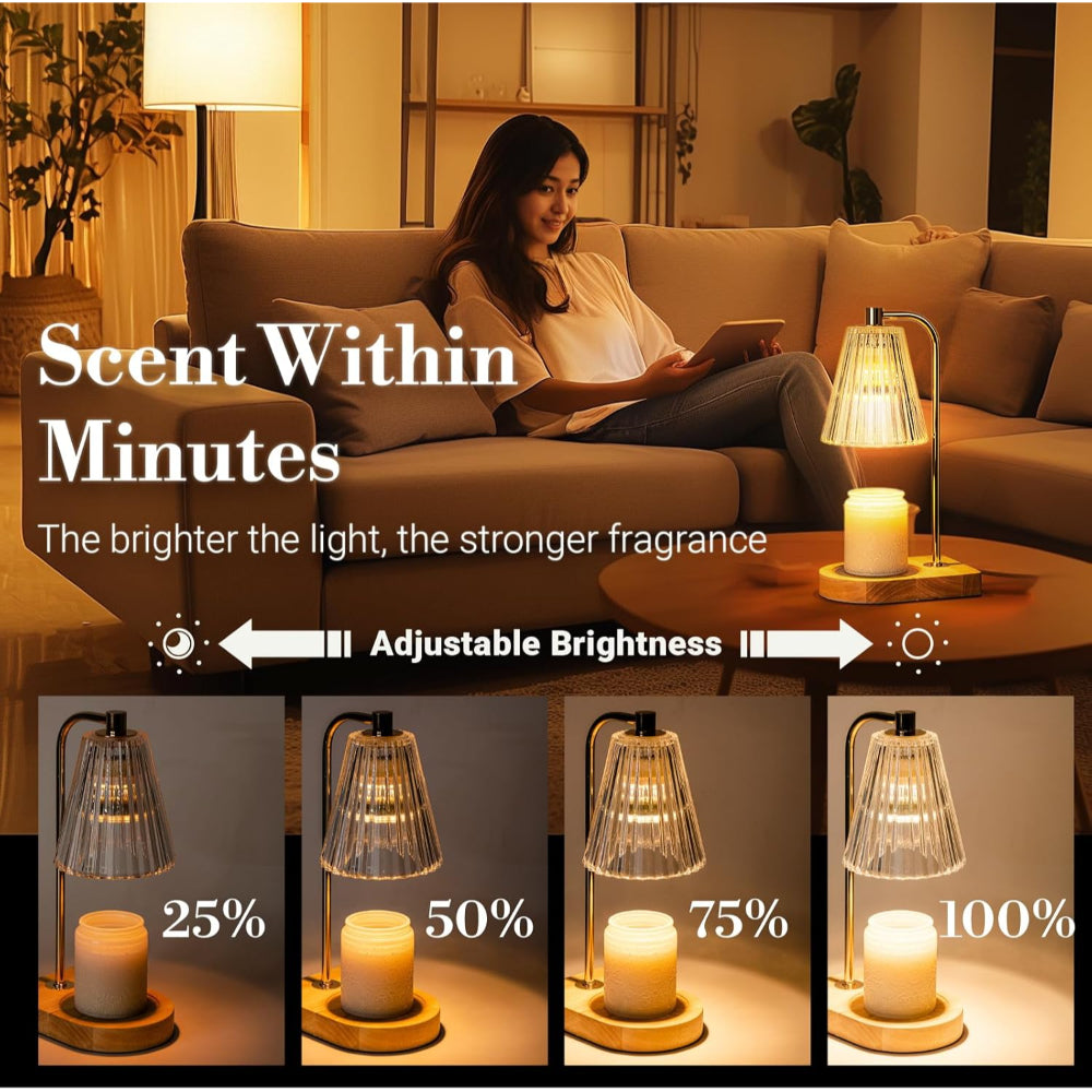 Candle Warmer Lamp Electric Wax Melting Table Light with Dimmer and Timer Flameless Fragrance Lamp for Jar Candles