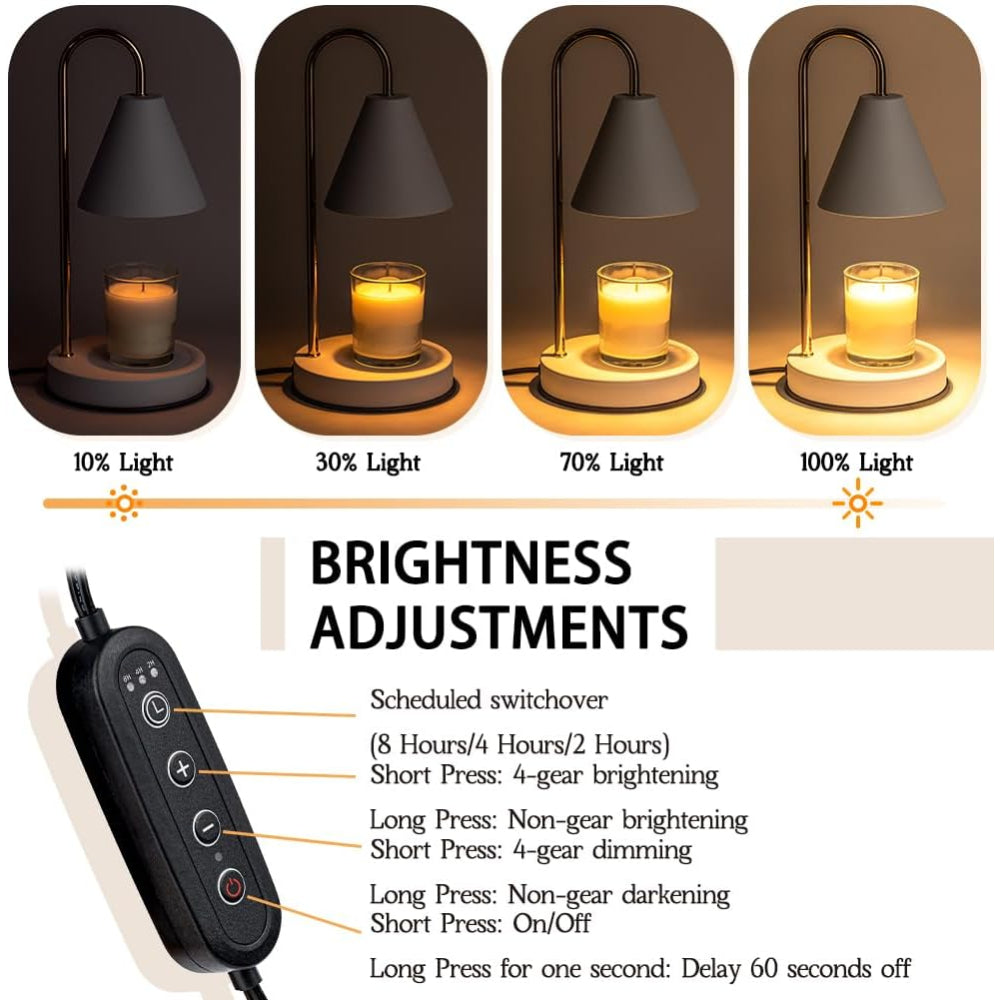 Candle Warmer Lamp Electric Wax Melting Table Light with Dimmer and Timer Flameless Fragrance Lamp for Jar Candles