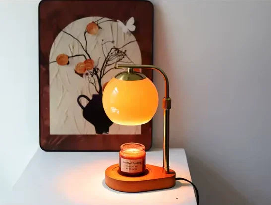 Modern Wood and Glass Table Lamp for Living Room and Bedroom in Orange — Harbor Light Co.