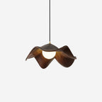 Wavy Wood Pendant Light with Sculptural Shade