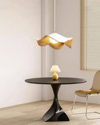 Wavy Wood Pendant Light with Sculptural Shade