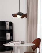 Wavy Wood Pendant Light with Sculptural Shade