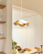Wavy Wood Pendant Light with Sculptural Shade