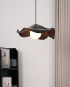 Wavy Wood Pendant Light with Sculptural Shade