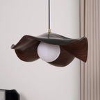 Wavy Wood Pendant Light with Sculptural Shade