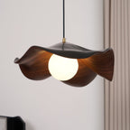 Wavy Wood Pendant Light with Sculptural Shade