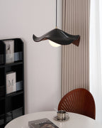 Wavy Wood Pendant Light with Sculptural Shade