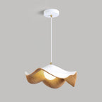 Wavy Wood Pendant Light with Sculptural Shade