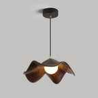 Wavy Wood Pendant Light with Sculptural Shade