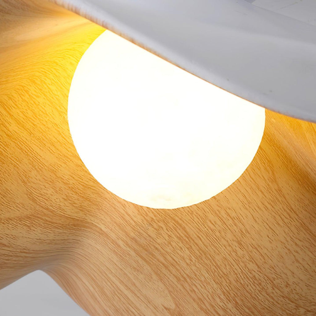 Wavy Wood Pendant Light with Sculptural Shade